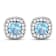 1.50ctw 14K White Gold Cushion Aquamarine and White Diamond Halo Earrings
