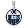 Rhodium Over Sterling Silver NHL LogoArt Edmonton Oilers Large Enameled Pendant