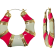 Gold Tone Pink and White Enamel Earring