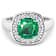 2.55ctw Green Emerald and Diamond 14K White Gold Halo Ring