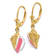14k Yellow Gold Textured Multi-Colored Enameled Conch Shell Dangle Earrings