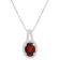 8x6mm Oval Garnet 1/7 ctw Diamond Rhodium Over Sterling Silver Halo
Pendant with Chain