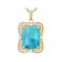 Turquoise And White Zircon Pendant Necklace In 18K Gold Over Sterling Silver