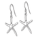 Rhodium Over Sterling Silver Polished Starfish Dangle Earrings