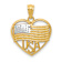 14K Two-tone Gold  Textured American Flag USA in Heart Pendant