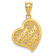 14k Yellow Gold Polished Textured Reversible Mom I Love You Front and
Cross on Back Heart Pendant