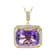 Amethyst Rectangular Cushion And White Zircon Pendant Necklace In 18K
Gold Over Sterling Silver 15.53ctw