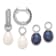 Rhodium Over Sterling Silver 7-8mm FWC Pearl/Cubic Zirconia
Interchangeable Earrings Set