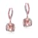 Morganite Color CZ Halo Drop Earrings In 18K Rose Gold Over Sterling Silver