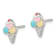 Rhodium Over Sterling Silver Enamel Ice Cream Cone Post Earrings
