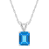 8x6mm Emerald Cut Blue Topaz 14k White Gold Pendant With Chain