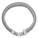 Rhodium Over Sterling Silver Polished and Mesh Snake Textured Bracelet