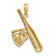 14K Two-tone Gold  Textured Baseball Bat with Ball Charm