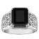 Sterling Silver Black Spinel Filigree Ring 4.7ctw
