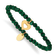 Yellow Stainless Steel Polished Heart Green Jade Stretch Bracelet