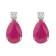 7x5mm Pear Shape Ruby with Diamond Accents 14k White Gold Stud Earrings