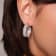 14K Yellow Gold Over Sterling Silver Wide Silver Color Glitter Clear
Acrylic Hoops
