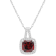 7mm Cushion Garnet 1/6 ctw Diamond Rhodium Over Sterling Silver Halo
Pendant with Chain