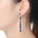 Blue Cubic Zirconia, Rhodium Over Sterling Silver Ladder Style Dangle Earrings