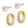 14k Yellow Gold Polished 4mm Cubic Zirconia Stud and 3/8" Hinged
Hoop Earrings Set
