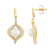 6.5-7mm Round White Freshwater Pearl with 0.19ctw Diamond 14K Yellow
Gold Drop Earrings