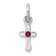 Rhodium Over Sterling Silver Child's July Red Preciosca Crystal Cross Pendant