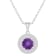 7mm Round Amethyst And White Topaz Accent Rhodium Over Sterling Silver
Double Halo Pendant w/Chain