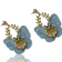 Gold Tone Blue Fabric Butterfly Earrings