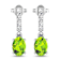 1.26ctw 14K White Gold Oval Green Peridot and White Diamond Halo Earrings