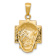 14k Yellow Gold Textured and Polished Small Jesus Head With Crown Pendant