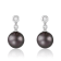 Black Cultured Tahitian Pearl 14k White Gold Earrings 8-9mm