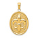 14k Yellow Gold Fleur-De-Lis on Oval Disk Pendant