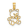 14k Yellow Gold Textured Children's Cut-out Teddy Bear Charm