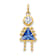10k Yellow Gold Blue Sapphire Simulant September Birthstone and Clear
Cubic Zirconia Girl Charm
