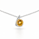 Natural Yellow Citrine Sterling Silver Round Shape Pendant with Chain