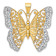 14k Yellow Gold and Rhodium Over 14k Yellow Gold Polished Diamond-Cut
Filigree Butterfly Pendant