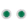 4mm Round Emerald 1/8 ctw Diamond Rhodium Over Sterling Silver Halo Stud Earrings