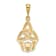 14K Yellow Gold with White Rhodium Diamond-Cut Claddagh Pendant