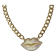 Gold Tone AB Glitter with Clear Crystal Lip Pendant Necklace