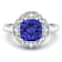 Violet Tanzanite and White Diamond 14K White Gold Halo Ring 2.08 ctw