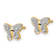 14k Yellow Gold and Rhodium Over 14k Yellow Gold Diamond Butterfly Stud Earrings