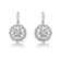 CZ Flower Cluster Halo Drop Earrings In White Rhodium Over Brass