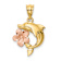 14k Yellow Gold and 14k Rose Gold Brushed, Polished and Diamond-Cut
Plumeria with Dolphin Pendant