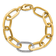 14K Yellow Gold with White Rhodium Diamond Oval 8-inch Bracelet 0.50ctw