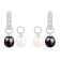 7-8mm White Black Cultured Freshwater Pearl and Cubic Zirconia Rhodium
Over Sterling Silver Earrings