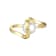 Pear Shape Pearl Double Weave Band Ring In 14K Gold Over Sterling Silver