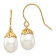 14K Yellow Gold 7-8mm White Rice Freshwater Cultured Pearl Dangle Earrings