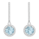 6mm Round Aquamarine 1/3 ctw Diamond Rhodium Over Sterling Silver Halo
Dangle Earrings
