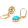 Turquoise And White Zircon Halo Dangle Earrings In 18K Gold Over
Sterling Silver 0.29ctw