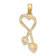 10K Yellow Gold Polished Heart with Dangling Double Heart and Beaded
Tassel Charm